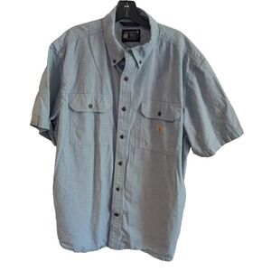 Carhartt Shirt Mens‎ XL Blue Button Down Loose Fit Short Sleeve 104369